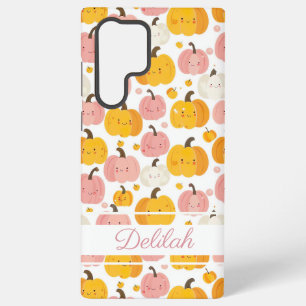 Watercolor Pumpkin pattern with name Samsung Galaxy Case
