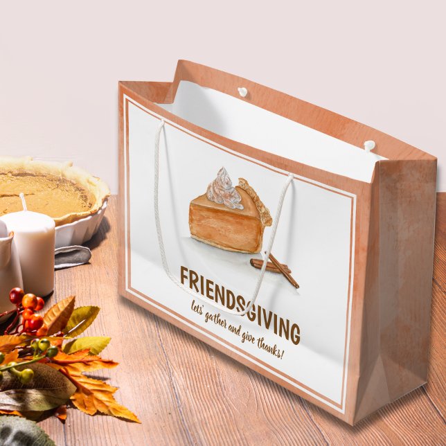 Watercolor Pumpkin Pie Friendsgiving Thanksgiving  Large Gift Bag (Creator Uploaded)