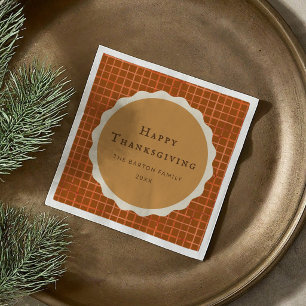 Watercolor Pumpkin Pie Happy Thanksgiving Napkin