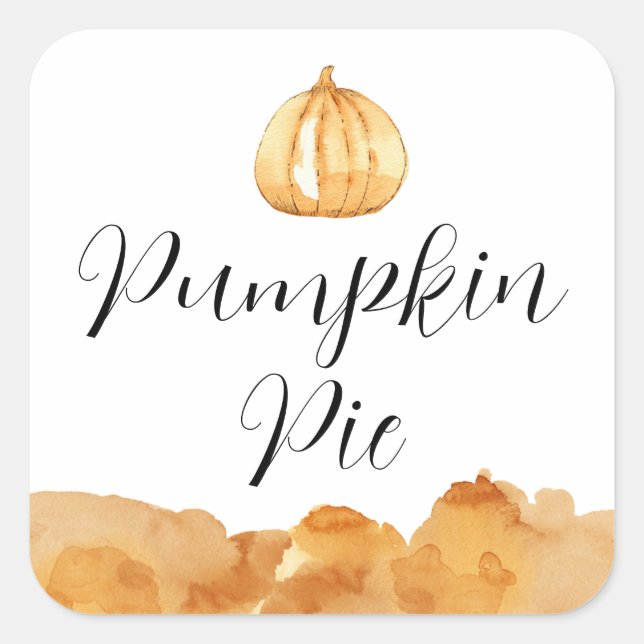 Watercolor Pumpkin Pie Square Sticker (Front)