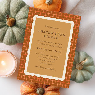 Watercolor Pumpkin Pie Thanksgiving Dinner Invitation