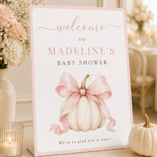 Watercolor Pumpkin Pink Baby Shower Welcome Sign