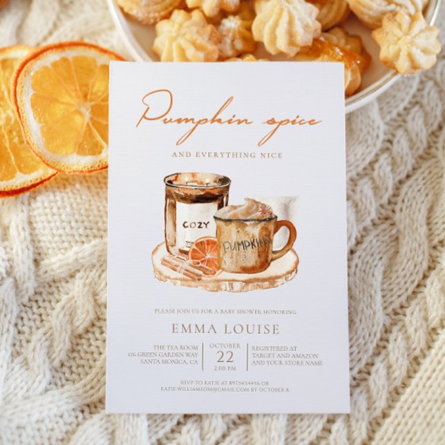 Watercolor Pumpkin Spice Baby Shower Invitation (Creator Uploaded)
