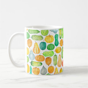 Watercolor pumpkin, squash seamless pattern coffee mug