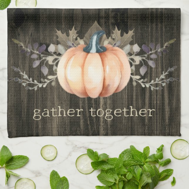 Watercolor Pumpkin Tea Towel (Folded)