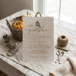 Watercolor Pumpkin Textured Autumn Baby Shower Invitation