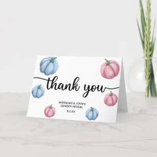 Watercolor Pumpkin Thank you gender reveal Card