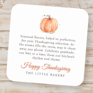 Watercolor Pumpkin Thanksgiving Baked Goods Label