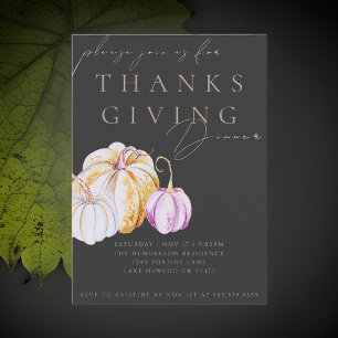 Watercolor Pumpkin Thanksgiving Dinner Invitation