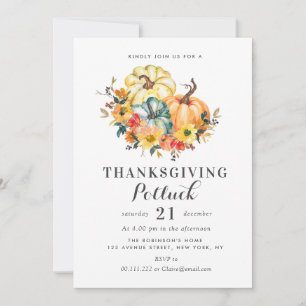 watercolor pumpkin thanksgiving potluck invitation
