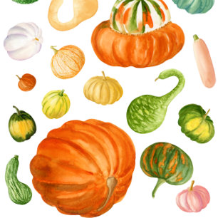 Watercolor Pumpkin Varieties Tea Towel