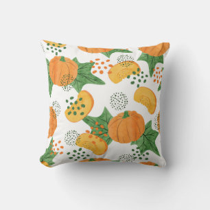 Watercolor Pumpkin Vegetable: Orange Seamless Cushion