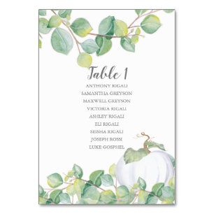 Watercolor Pumpkin Wedding Seating Table Plan Table Number