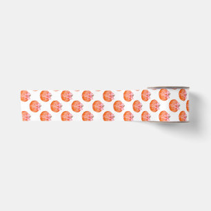 Watercolor Pumpkin with Pink Bow Pattern Satin Ribbon
