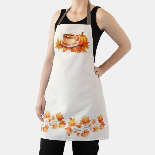 Watercolor Pumpkins and Coffee Apron (Insitu)