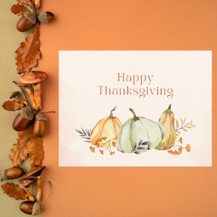 Watercolor Pumpkins and Foliage Thanksgiving Holiday Card