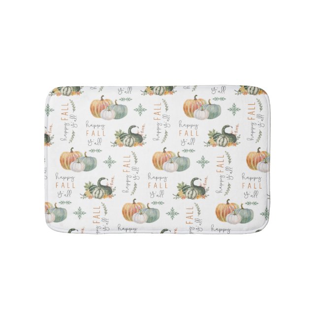 WATERCOLOR PUMPKINS AND GOURDS BATH MAT (Front)