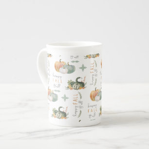 WATERCOLOR PUMPKINS AND GOURDS BONE CHINA MUG