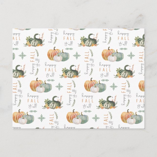 WATERCOLOR PUMPKINS AND GOURDS POSTCARD (Front)