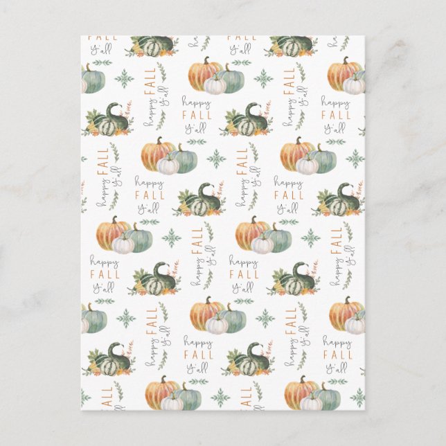 WATERCOLOR PUMPKINS AND GOURDS POSTCARD (Front)