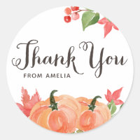 Watercolor Pumpkins and Maple Leaves Thank You