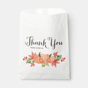 Watercolor Pumpkins and Maple Leaves Thank You Favour Bag