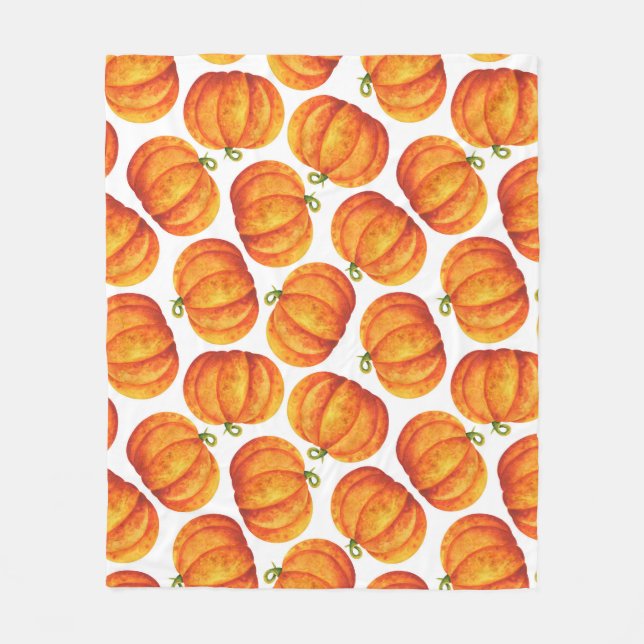 Watercolor pumpkins: autumn crop pattern. fleece blanket (Front)
