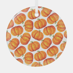 Watercolor pumpkins: autumn crop pattern. glass tree decoration