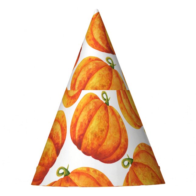 Watercolor pumpkins: autumn crop pattern. party hat (Front)
