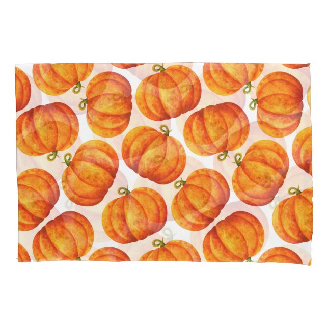 Watercolor pumpkins: autumn crop pattern. pillowcase (Front)