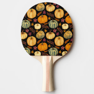 Watercolor Pumpkins: Autumn Seamless Pattern. Ping Pong Paddle