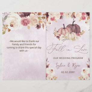 watercolor pumpkins bi fold Wedding program