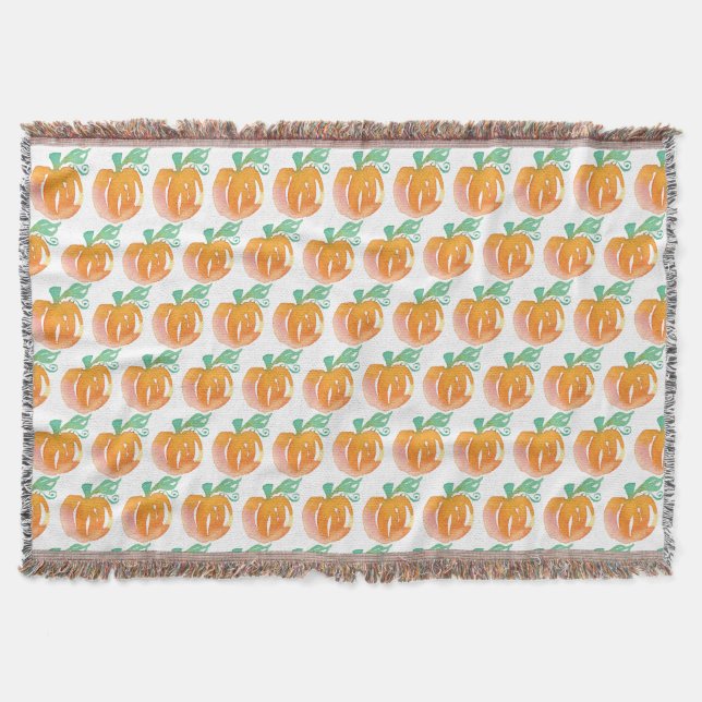 Watercolor Pumpkins Fall Autumn Throw Blanket (Front)