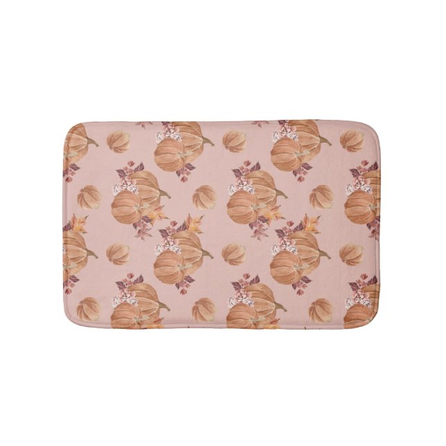 Watercolor Pumpkins Fall Bath Mat (Front)