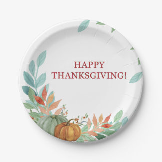 Watercolor Pumpkins Paper Plate