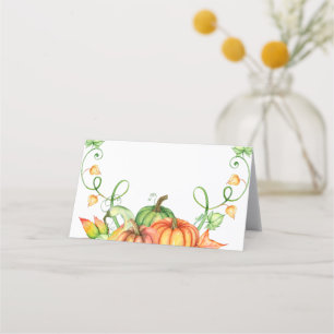 Watercolor pumpkins  place card