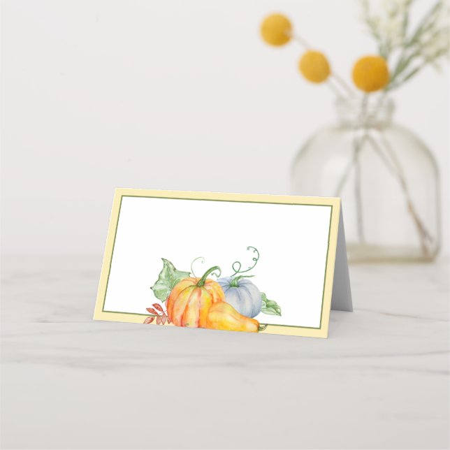Watercolor pumpkins place card (Front)