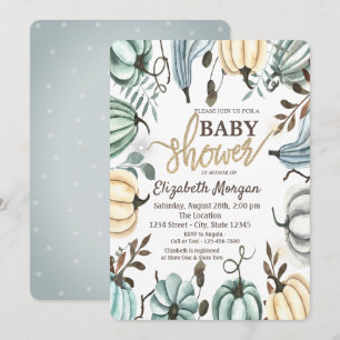 Watercolor Pumpkins Polka Dots Baby Shower Invitation