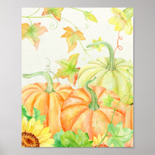 Watercolor Pumpkins Poster