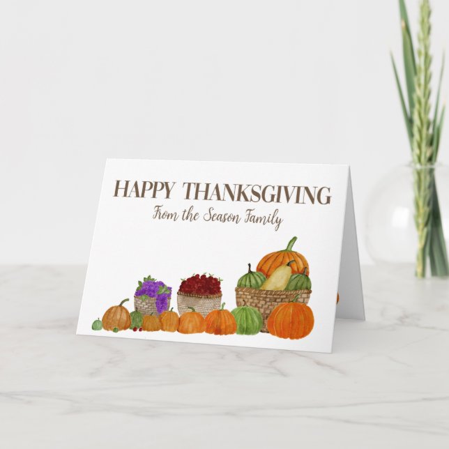 Watercolor Pumpkins Thanksgiving Card (Front)