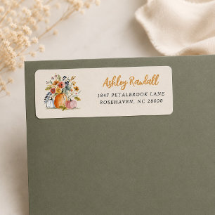 Watercolor Pumpkins Thanksgiving Fall Floral Return Address Label