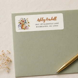 Watercolor Pumpkins Thanksgiving Fall Floral Return Address Label