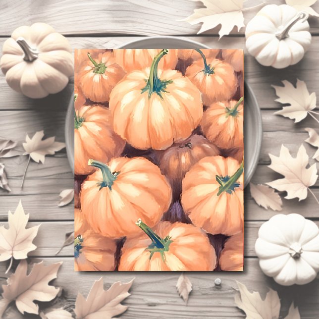 Watercolor Pumpkins Thanksgiving Halloween Holiday Postcard (Creator Uploaded)