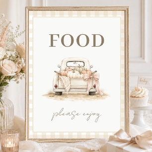 Watercolor Pumpkins Truck Baby Shower Food Sign