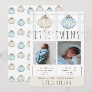 Watercolor Pumpkins Twins Boys Announcement