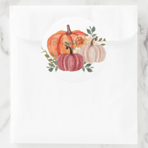 Watercolor pumpkins with custom text classic round sticker