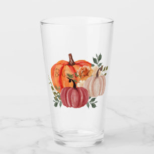 Watercolor pumpkins with custom text  glass