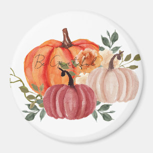 Watercolor pumpkins with custom text  magnet