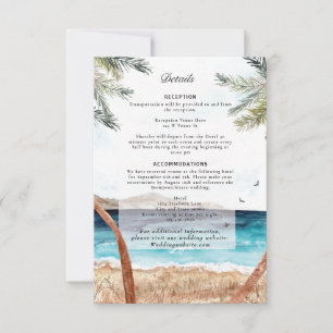 Watercolor Punta Cana Tropical Beach Details Invitation