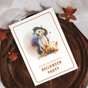 Watercolor Puppy Halloween Invitation Card
